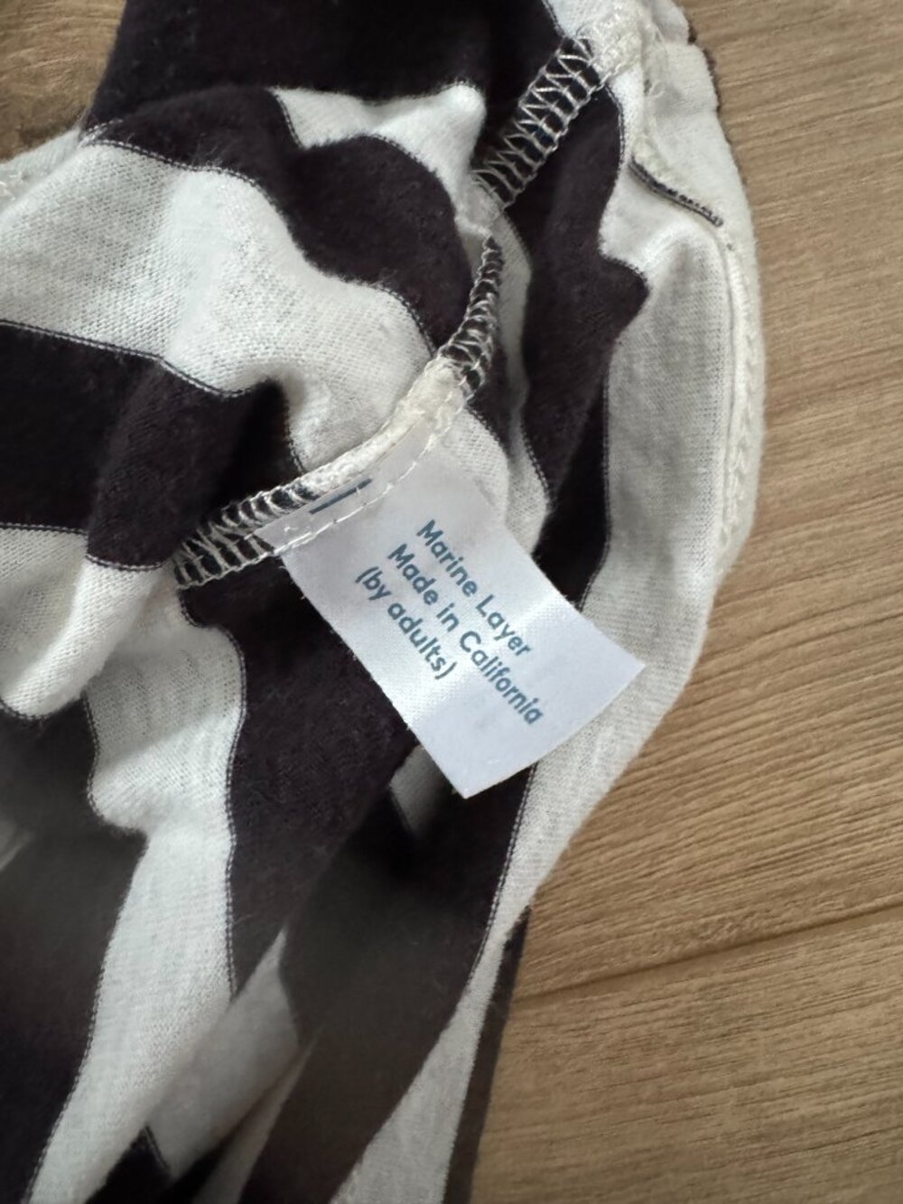 Like New Marine Layer Drop Shoulder Stripes Tee in Black/White Stripes Sz L - Picture 8 of 10